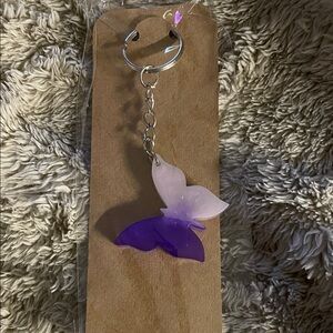 Purple and White Butterfly Keychain